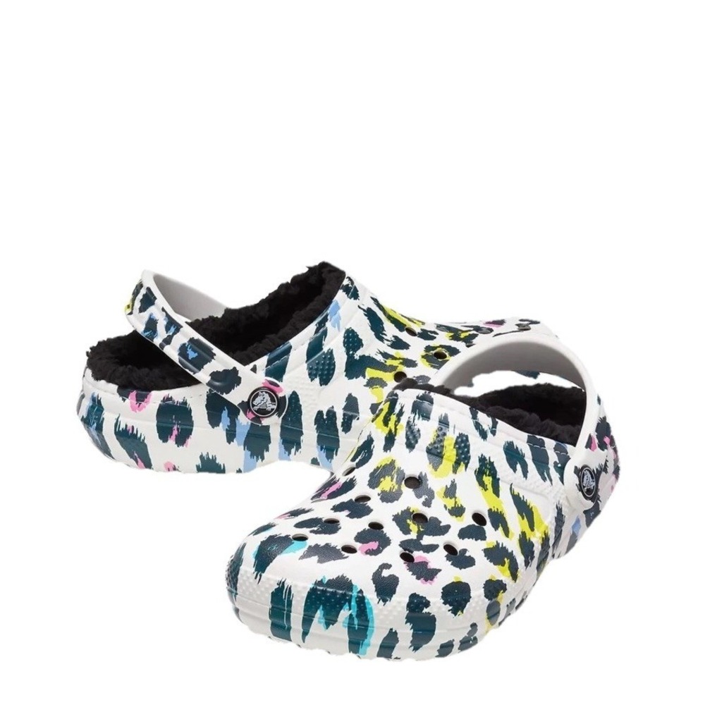 CROCS Classic Animal Print Lined CLOGS Slip On Everyday Comfort Shoe Women 8 - Picture 2 of 5